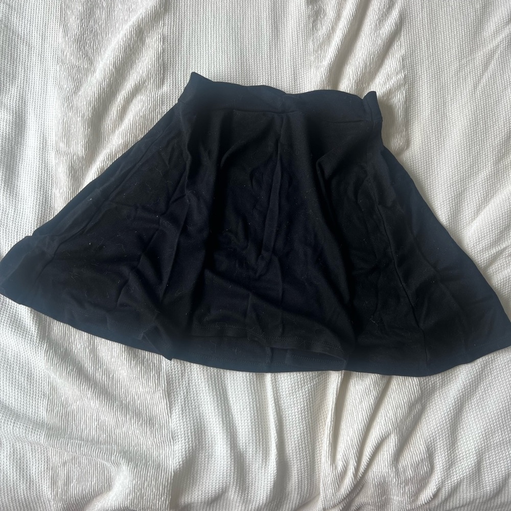 Charlotte Russe Black Pleated Skater Mini Skirt